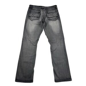 Helix Mens Slim Straight Jeans 34x32 Faded Black Distressed Studded Denim